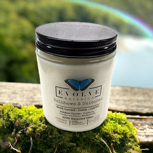 Wood Wick Crystal Soy Candle - Rainbows & Unicorns (Fluorite)