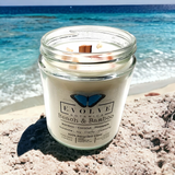 Wood Wick Crystal Soy Candle - Beach & Bamboo (Sunstone)