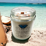 Wood Wick Crystal Soy Candle - Beach & Bamboo (Sunstone)