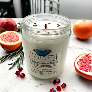 Wood Wick Crystal Soy Candle - Pomegranate Noir (Garnet)